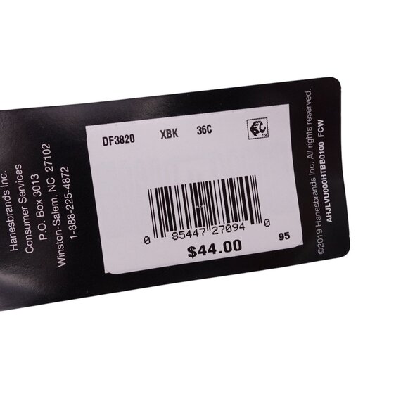 NWT Bali Double Support Wireless Bra Sz 36C Black Satin Finish Full Coverage - Picture 7 of 11